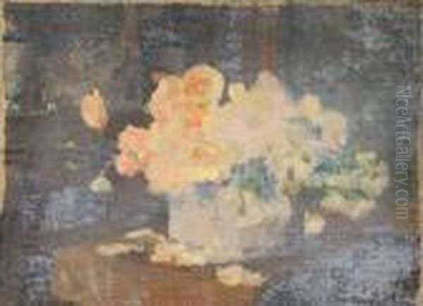 Bouquet De Roses Oil Painting by Ernest Quost