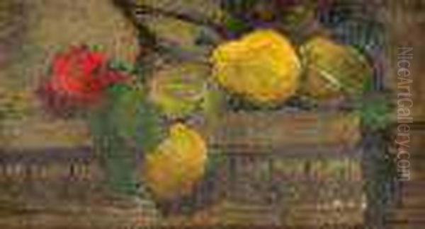 Fruits Sur Un Entablement Oil Painting by Ernest Quost