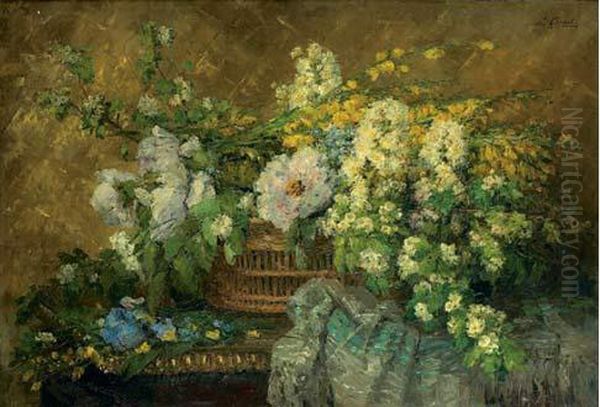 Bouquet De Fleurs Oil Painting by Ernest Quost