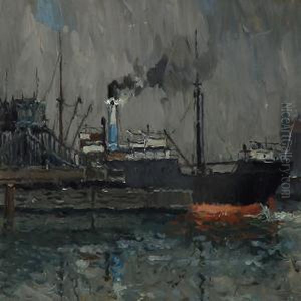 Harbour Scene From Copenhagen by Victor H.W. Qvistorff