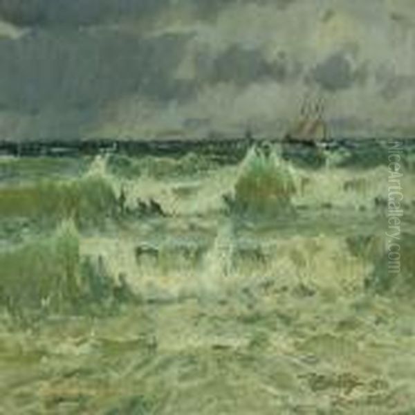 Danish Tempestuous Seascape by Victor H.W. Qvistorff