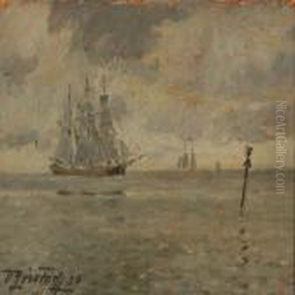 Marine With Sailingships by Victor H.W. Qvistorff