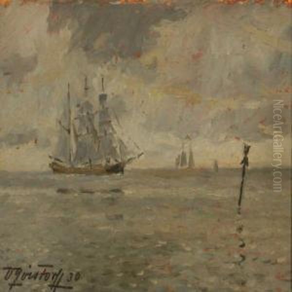 Marine With Sailing Ships by Victor H.W. Qvistorff