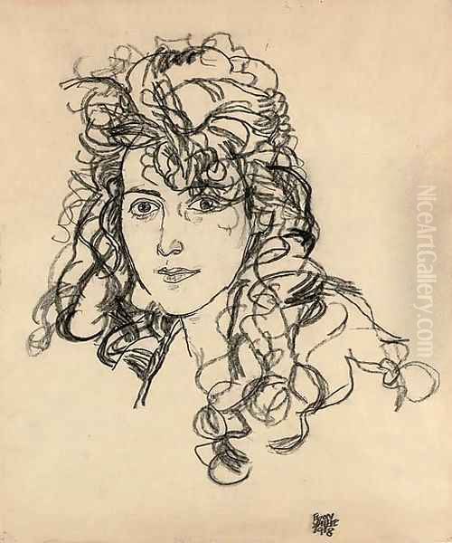 Madchenkopf (Frau Sohn) Oil Painting by Egon Schiele