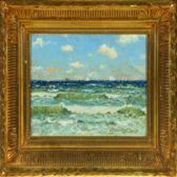 Coastal Scenery Withships At Sea In The Fresh Weather Oil Painting by Victor H.W. Qvistorff