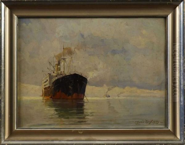 Fartyg Oil Painting by Victor H.W. Qvistorff