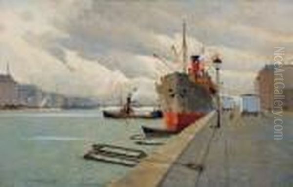 Exportschiff Der Danischen Reederei Oil Painting by Victor H.W. Qvistorff