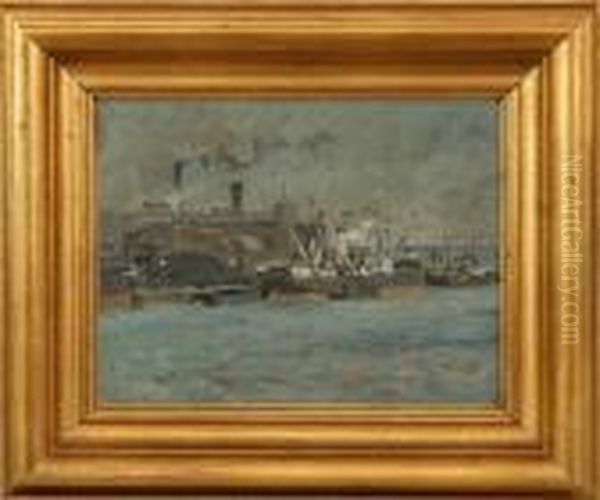 View Of Copenhagen Harbor Oil Painting by Victor H.W. Qvistorff