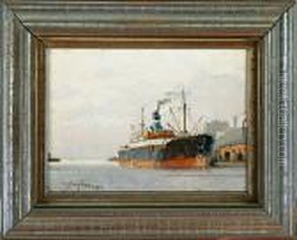 A Habour Scenery From Copenhagen by Victor H.W. Qvistorff