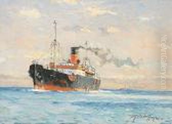 A Cargo Steamer by Victor H.W. Qvistorff