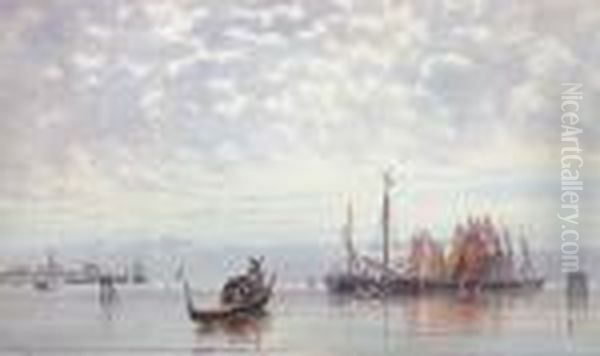 Segelschiffe In Der Dammerung Oil Painting by Victor H.W. Qvistorff