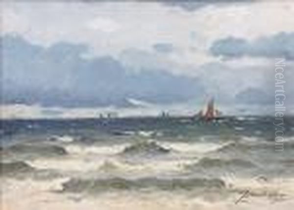 Abendstimmung. Zwei Dreimaster Auf Reede Oil Painting by Victor H.W. Qvistorff