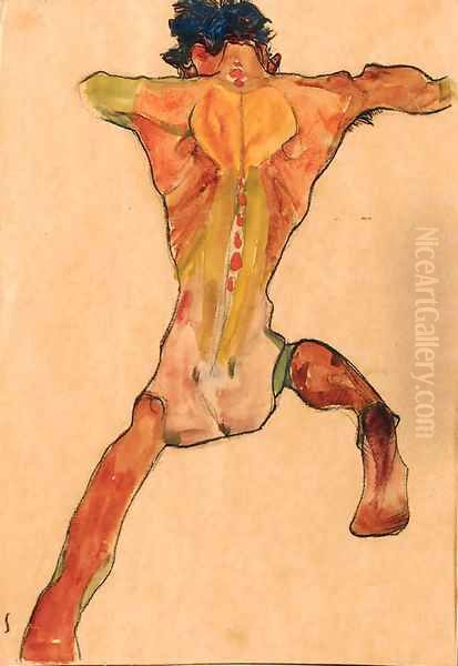 Mannlicher Rackenakt Oil Painting by Egon Schiele