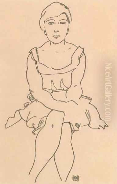 Sitzende Frau Oil Painting by Egon Schiele