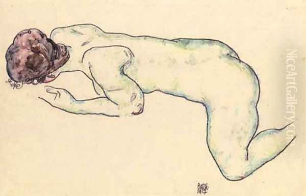 Liegender weiblicher Akt Oil Painting by Egon Schiele