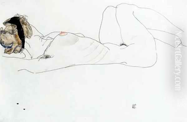 Liegender weiblicher Akt 2 Oil Painting by Egon Schiele