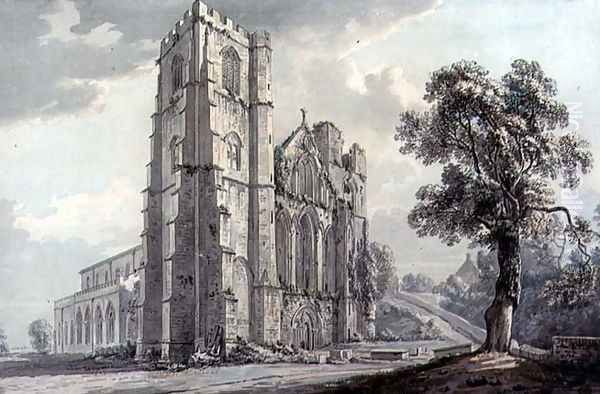 Llandaff Cathedral Oil Painting by Paul Sandby