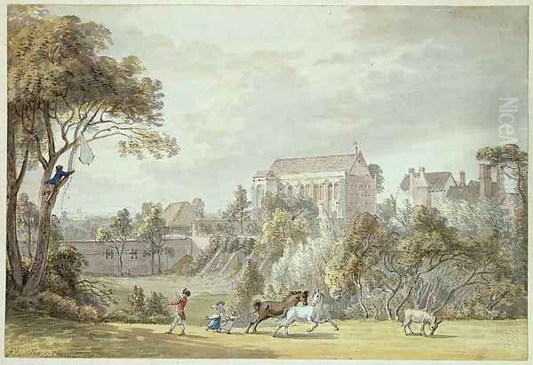 King Johns Palace, Eltham - Retrieving a Kite, 1788 Oil Painting by Paul Sandby