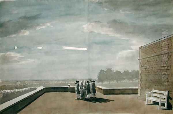 The Meteor of August 18, 1783, as seen from the East Angle of the North Terrace, Windsor Castle, 1783 Oil Painting by Paul Sandby