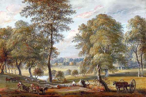 Foresters In Windsor Great Park Oil Painting by Paul Sandby