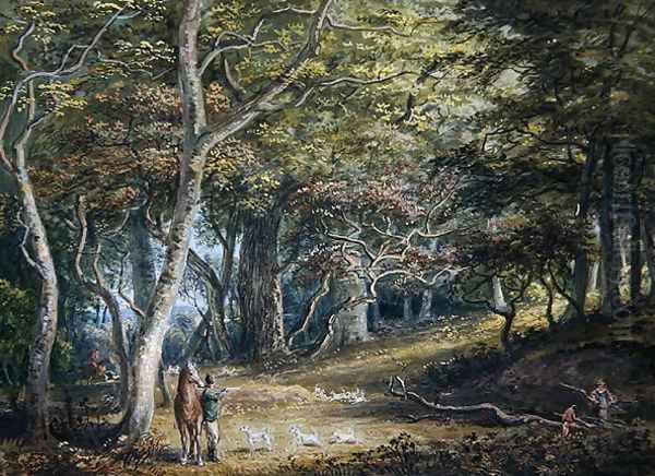 A Scene in Windsor Forest Oil Painting by Paul Sandby