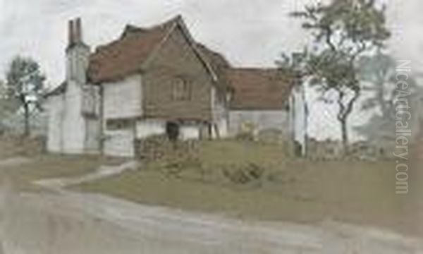 A Cottage Oil Painting by Arthur Rackham