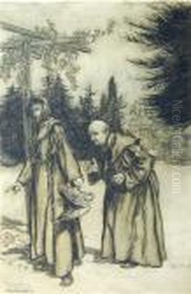 Padre Anzar Half Turned Oil Painting by Arthur Rackham