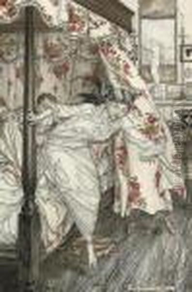 Venus And The Cat, An Illustration From Aesop's Fables Oil Painting by Arthur Rackham