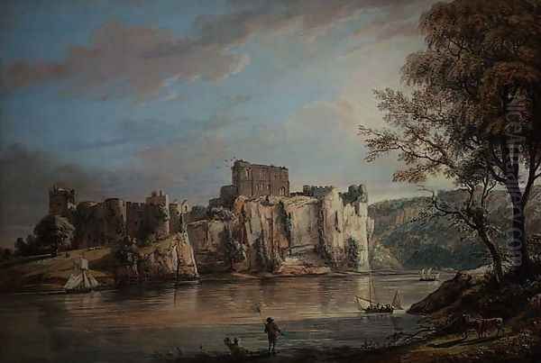 Chepstow Castle Oil Painting by Paul Sandby