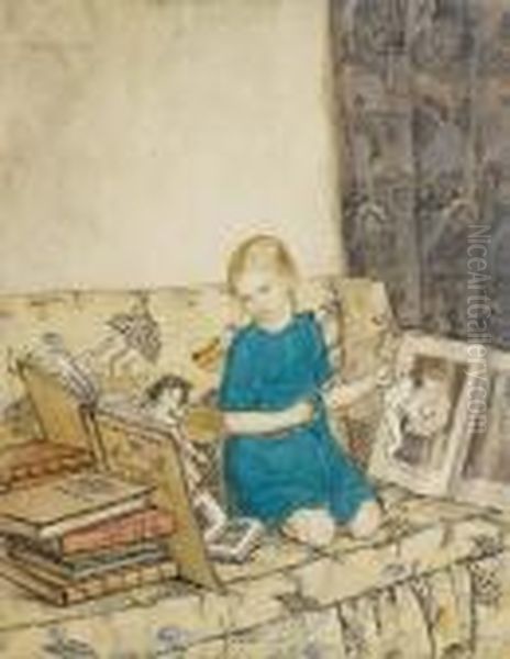 A Portrait Of The Artist's Daughter Oil Painting by Arthur Rackham