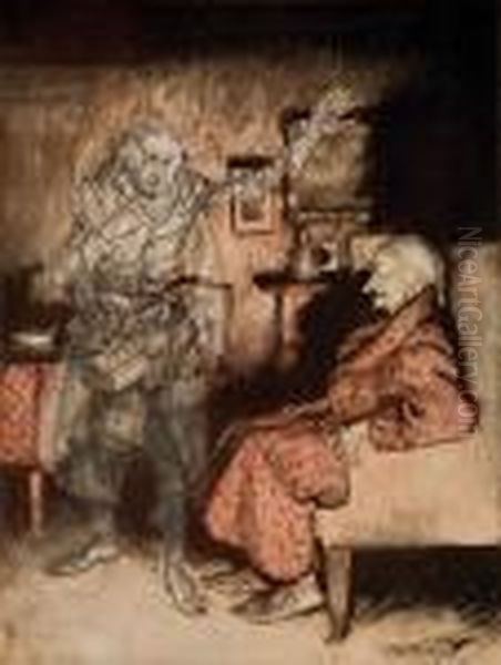 A Christmascarol. Oil Painting by Arthur Rackham