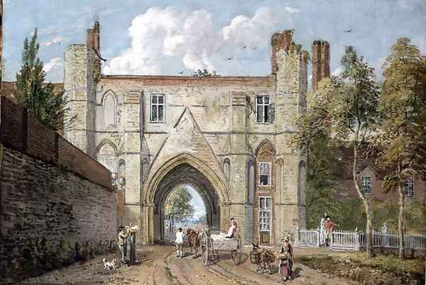 Reading Abbey Gate Oil Painting by Paul Sandby