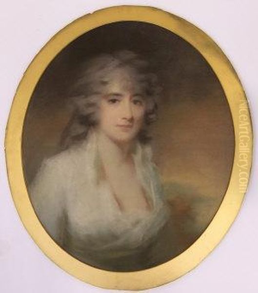 Portrait Of A Lady In White Oil Painting by Sir Henry Raeburn