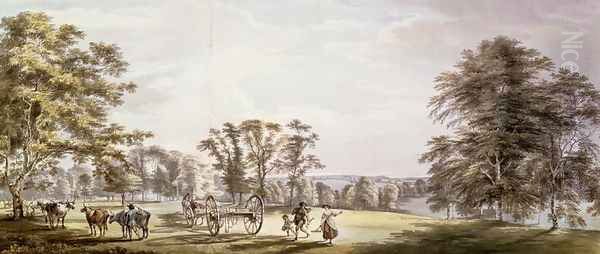 A Scene in the Earl of Bute's Park at Luton 1763-65 Oil Painting by Paul Sandby