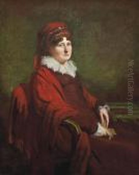 Portrait Of Lady Oxford (1774-1824), Three-quarter-length, In A Red Dress Oil Painting by Sir Henry Raeburn