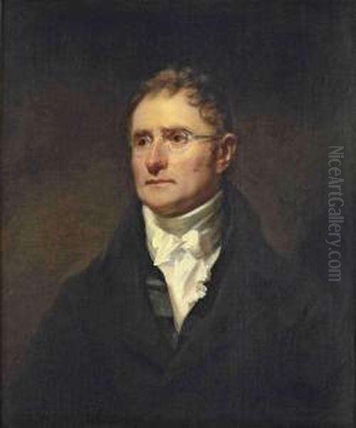 Raeburn, R.a. Portrait Of 
George Thomson, Half-length, In A Black Coat And A White Shirt Oil Painting by Sir Henry Raeburn