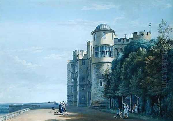 The North Terrace, Windsor Castle, looking East Oil Painting by Paul Sandby