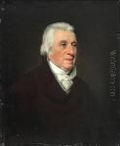 Robert Maitland 
Head And Shoulders, Wearing A Brown Coat And A White Stock Oil Painting by Sir Henry Raeburn