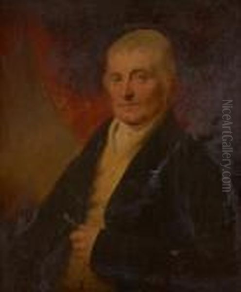 Half Length Portrait Of A Gentleman In Ayellow Waistcoat Oil Painting by Sir Henry Raeburn