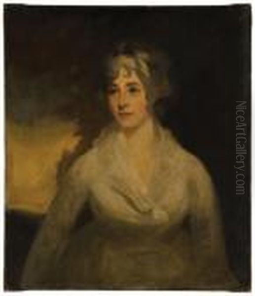 Portrait Of A Lady In A White Dress. by Sir Henry Raeburn