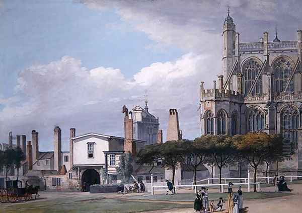 St Georges Chapel, Windsor, and the entrance to the Singing Mens Cloister, c.1768 Oil Painting by Paul Sandby