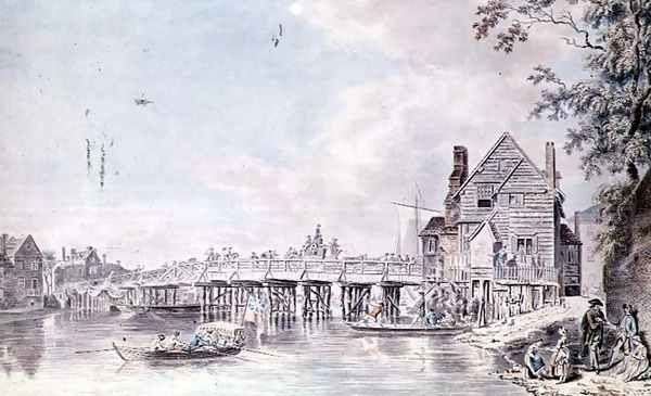 The Old Bridge at Windsor Oil Painting by Paul Sandby