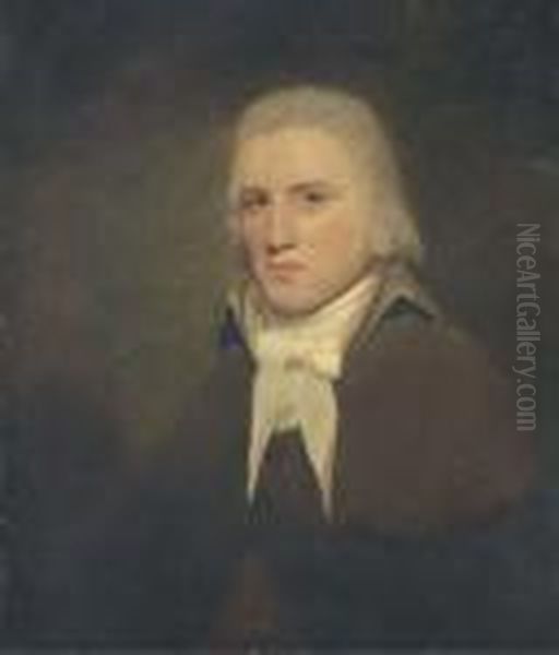 Portrait Of Thomas Wise Of Hillbank, Forfarshire, Half-length In A Brown Coat Oil Painting by Sir Henry Raeburn