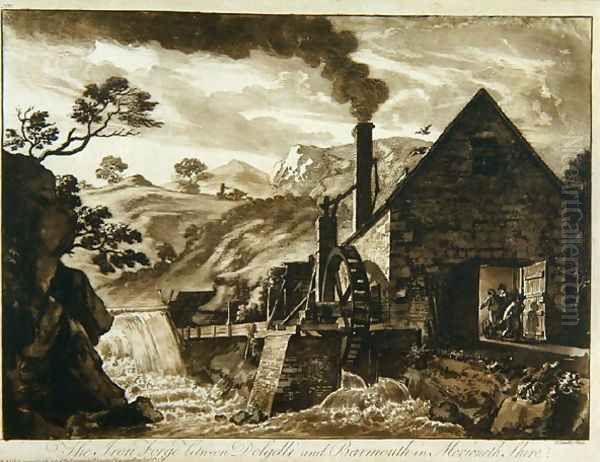 The Iron Forge near Dolgelli and Barmouth in Merionethshire, from Twelve Views in Wales, 1776 Oil Painting by Paul Sandby