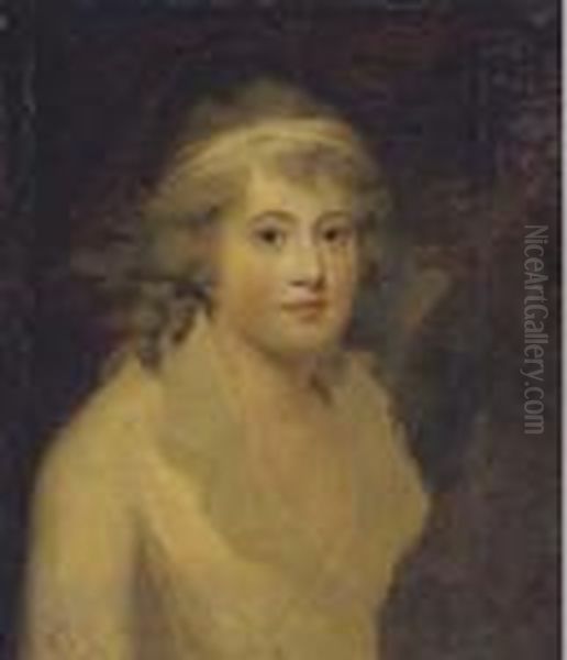 Portrait Of Of A Lady In A White Dress, Said To Be Mrs.wharton Oil Painting by Sir Henry Raeburn