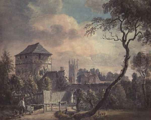 Magdalen Tower, Oxford Oil Painting by Paul Sandby