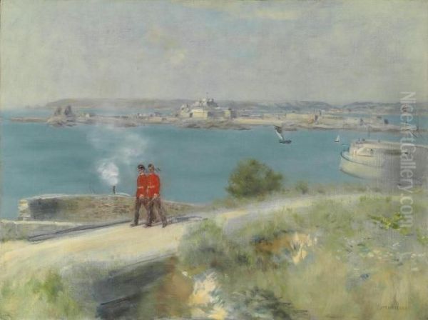 Soldiers In Jersey Oil Painting by Jean-Francois Raffaelli