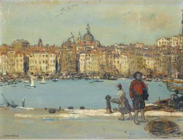 Vue Du Port De Marseille Oil Painting by Jean-Francois Raffaelli