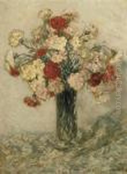 Raffaelli Oeillets Dans Un Vase Oil Painting by Jean-Francois Raffaelli