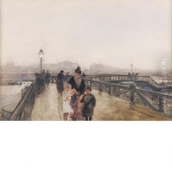 Pont-des-arts, Paris Oil Painting by Jean-Francois Raffaelli